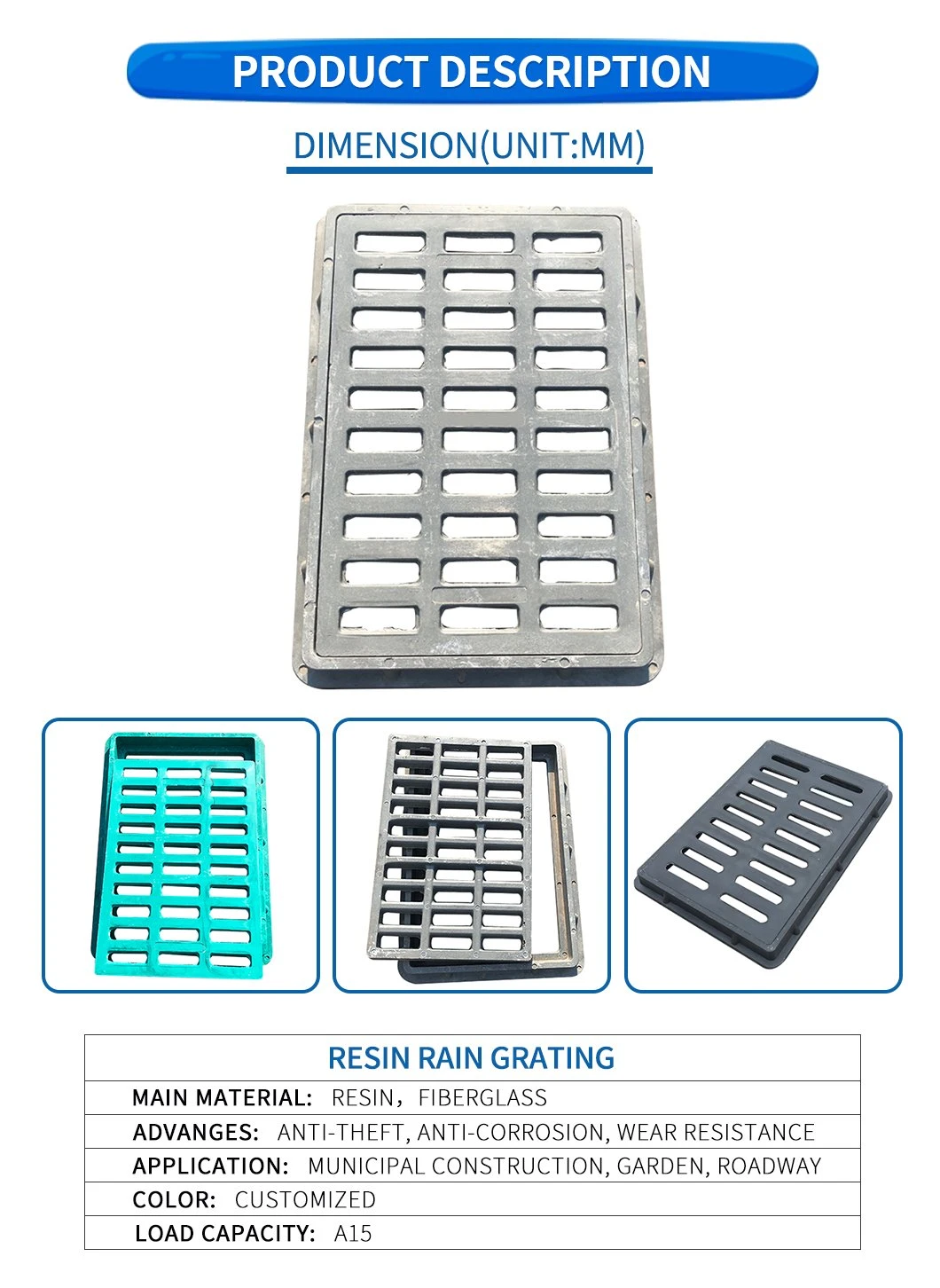 FRP Rain Composite Trench Grate for Drain Water System